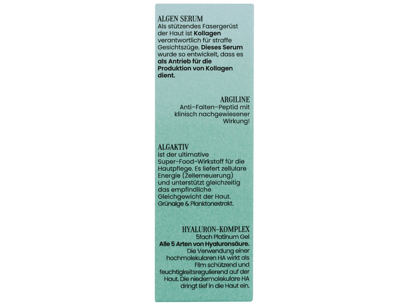 Algen Serum 50ml, Anti Aging mit Anti-Falten-Peptid, Grünalge, Planktonextrakt, Hyaluron-Komplex - Soummé GmbH