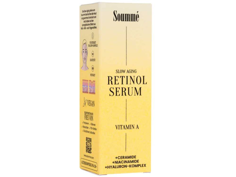 Anti Aging Retinol Serum - 50ml mit Ceramiden, Hyaluron-Komplex, Niacinamiden, Bakuchiol, Resveratol, Q10, Squalan, Vitamin E - Soummé GmbH