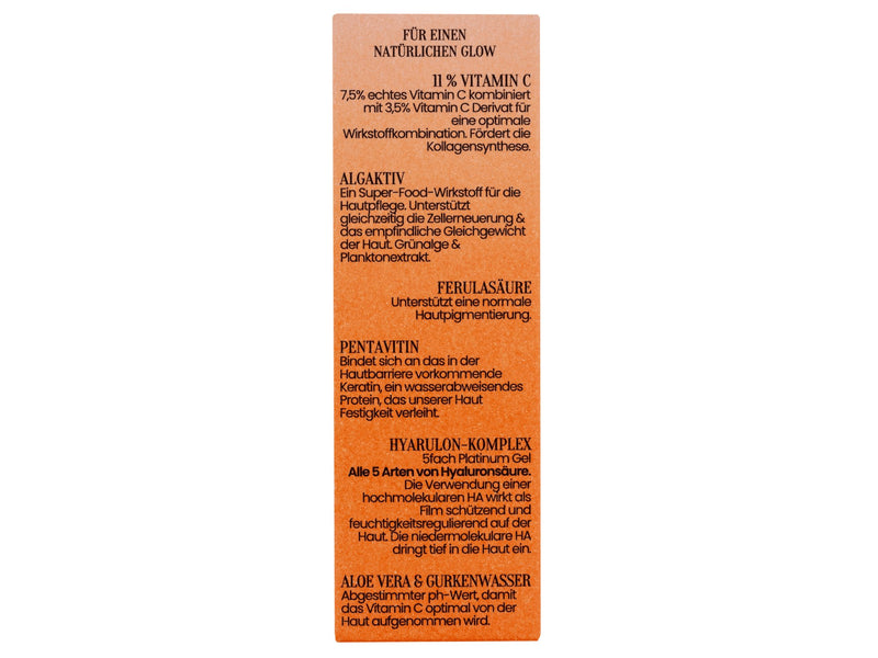 Anti Aging Vitamin C Serum - 50ml mit 11% Vitamin C, Grünalge, Ferulasäure, Pentavitin, Hyaluron-Komplex und Gurkenwasser - Soummé GmbH