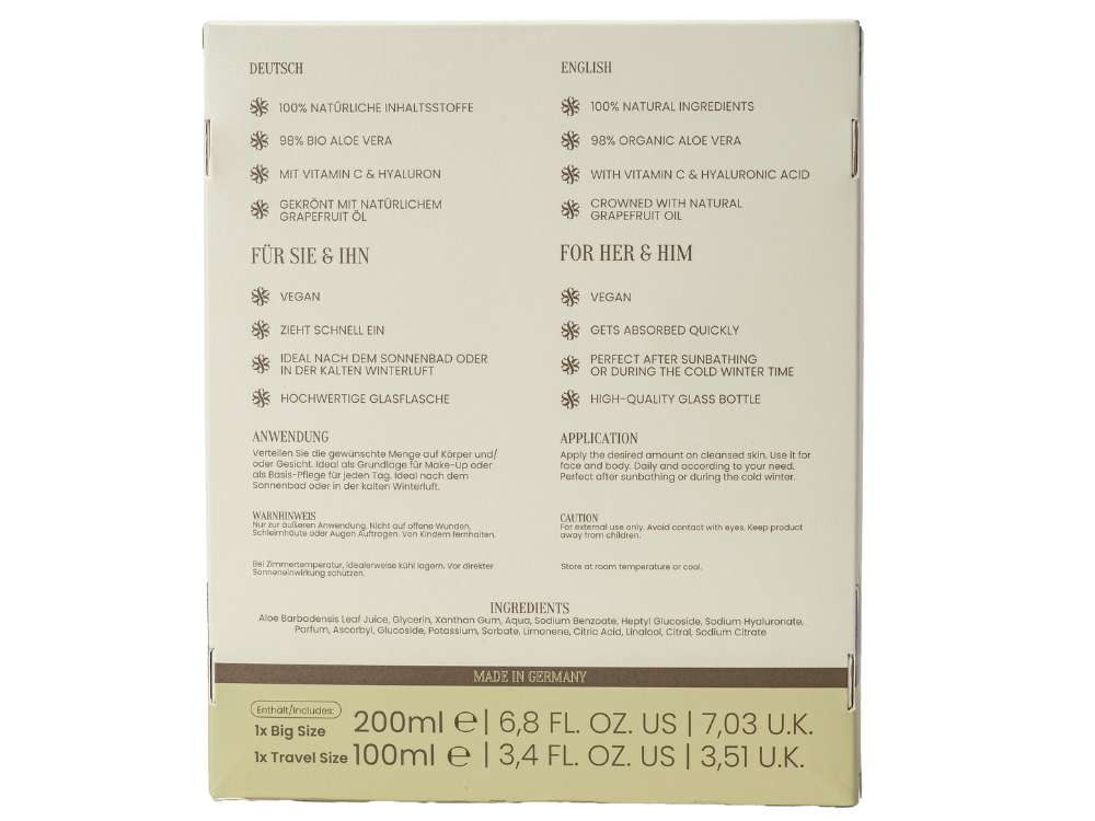 inhaltsstoffe aloe vera gel Geschenkbox Aloe Vera Gel mit 98% Bio Aloe Vera, mit Reisegröße 100ml –  Soummé GmbH