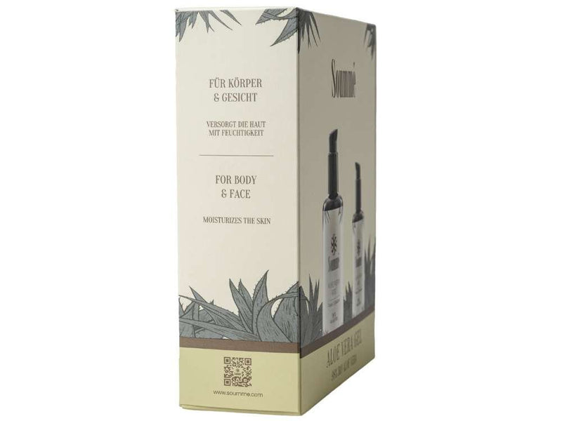 Geschenkbox Aloe Vera Gel mit 98% Bio Aloe Vera, mit Reisegröße 100ml & 200ml - Soummé GmbH