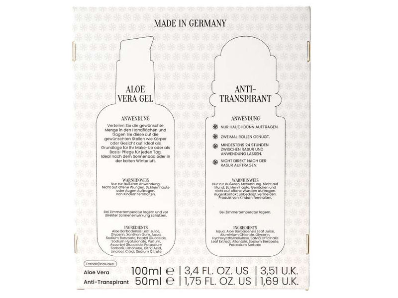 Geschenkbox Weiß - Antitranspirant 50ml und Aloe Vera Gel 100ml - Soummé GmbH