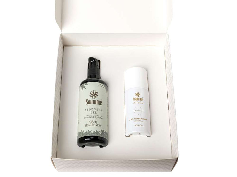 Geschenkbox Weiß - Antitranspirant 50ml und Aloe Vera Gel 100ml - Soummé GmbH