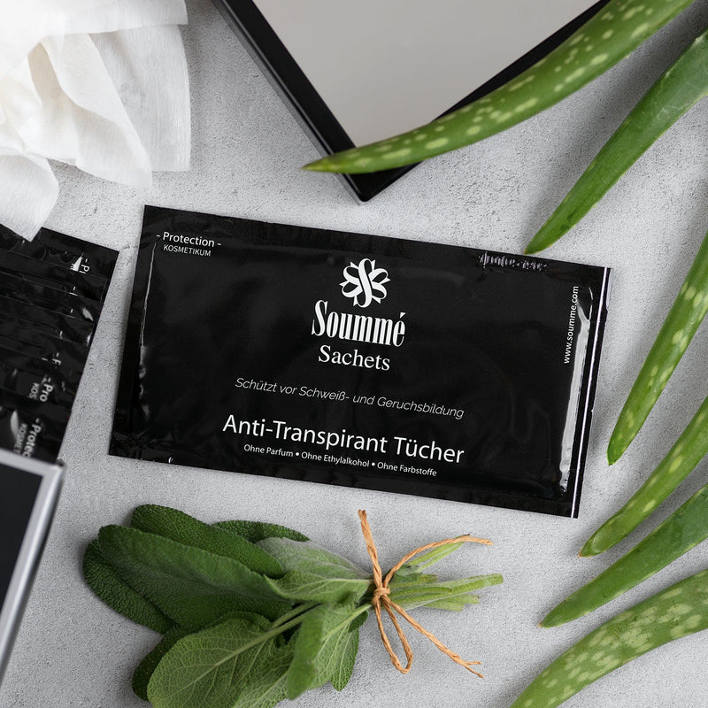 Antitranspirant Protection Sachets / Tücher for Men 14 Stück - 8,5 ml je Tuch (119 ml) - Kosmetikum - Soummé GmbH