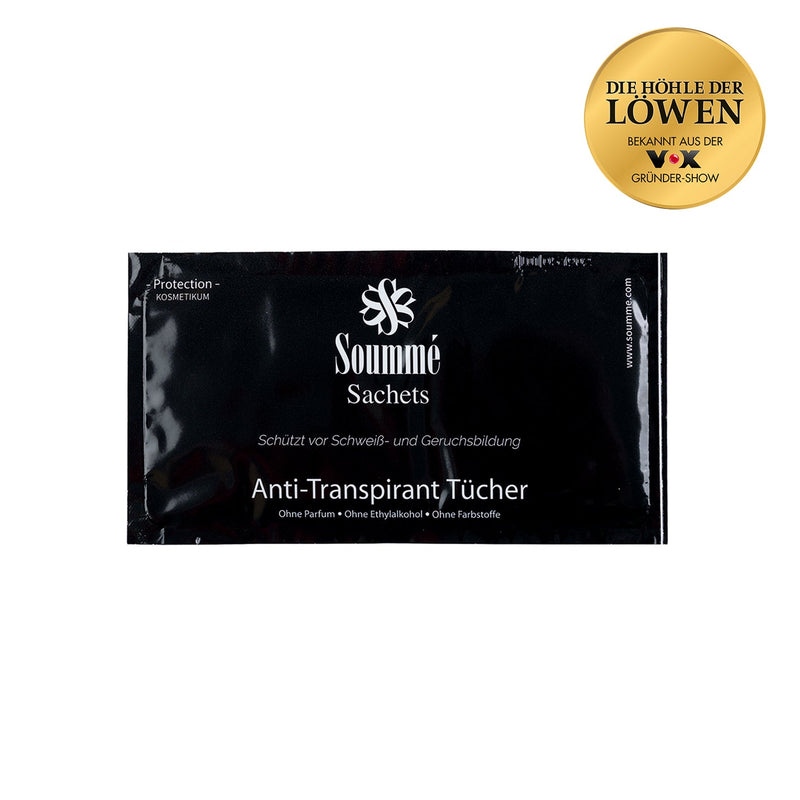 Antitranspirant Protection Sachets / Tücher for Men 14 Stück - 8,5 ml je Tuch (119 ml) - Kosmetikum - Soummé GmbH