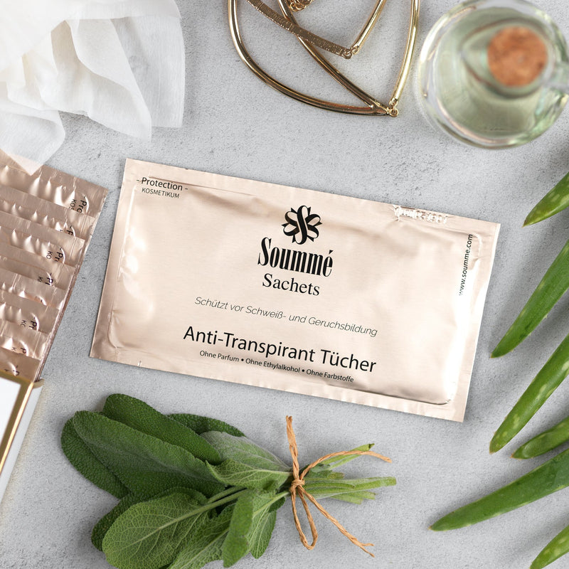 Antitranspirant Protection Sachets/ Tücher for Women 14 Stück - 8,5 ml je Tuch (119 ml) - Kosmetikum - Soummé GmbH