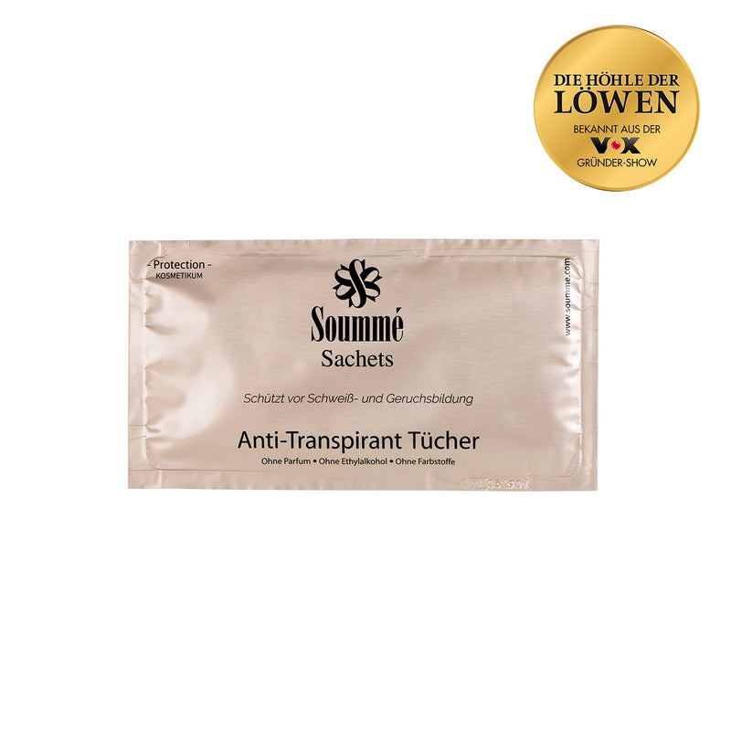 Antitranspirant Protection Sachets/ Tücher for Women 14 Stück - 8,5 ml je Tuch (119 ml) - Kosmetikum - Soummé GmbH