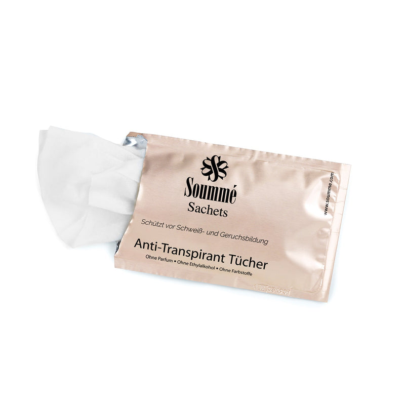 Antitranspirant Protection Sachets/ Tücher for Women 14 Stück - 8,5 ml je Tuch (119 ml) - Kosmetikum - Soummé GmbH