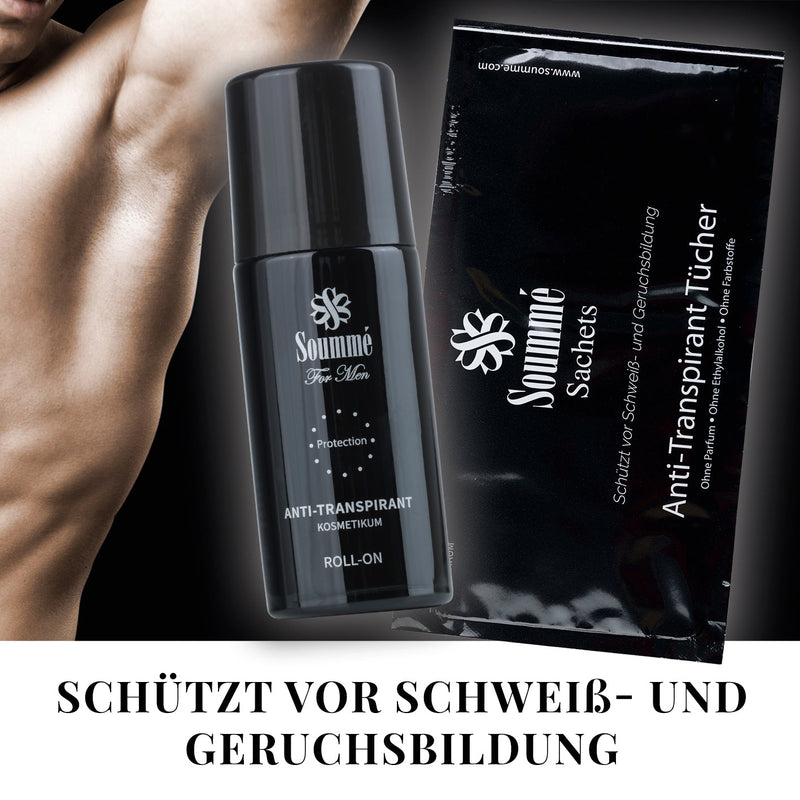 SET Antitranspirant Roll-On (50ml) und 14 Tücher/Sachets (119ml) for Men- Kosmetikum - Soummé GmbH