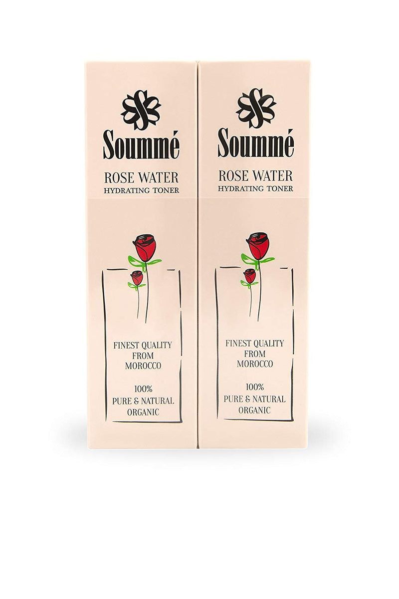 Soummé Rosenwasser - 100% natürlich - 2 x 60 ml Pump Spray - (ganze 120ml) - vegan und bio zertifiziert - Soummé GmbH