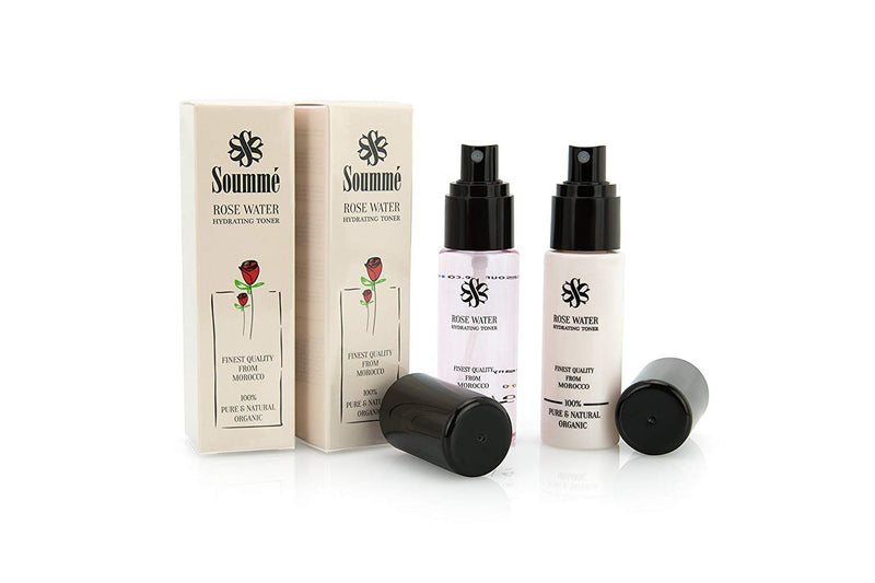 Soummé Rosenwasser - 100% natürlich - 2 x 60 ml Pump Spray - (ganze 120ml) - vegan und bio zertifiziert - Soummé GmbH